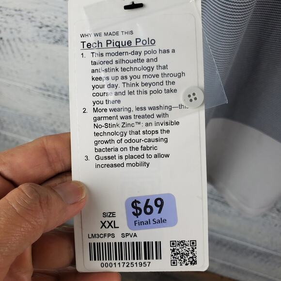Lululemon Tech Pique Polo Shirt Men’s XXL New With Flaw Store Pull Activewear - Picture 8 of 11